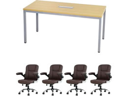 Netforce ��c�e�[�u��1��+�G�O�[�N�e�B�u�`�F�A4�r�Z�b�g 4�l�p��c�Z�b�g W1500 �i�`�������~�`�F�A�u���E�� GLM1575HS10SNBR