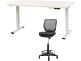 Netforce ���~�f�X�N1��+�n�C�`�F�A1�r �Z�b�g ��1400mm �Œ�r �L���X�^�[�r �f�X�N�`�F�A WH�~WH �`�F�A GY AJ1470CRHFLWWGY