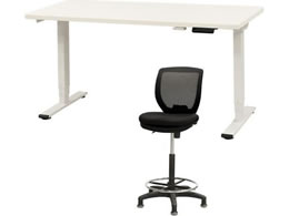 Netforce ���~�f�X�N1��+�n�C�`�F�A1�r �Z�b�g ��1400mm �Œ�r �L���X�^�[�r �f�X�N�`�F�A WH�~WH �`�F�A BK AJ1470CRHFLWWBK