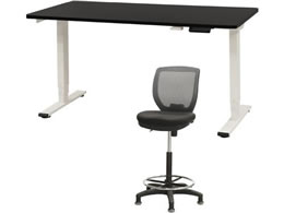 Netforce ���~�f�X�N1��+�n�C�`�F�A1�r �Z�b�g ��1400mm �Œ�r �L���X�^�[�r �f�X�N�`�F�A WH�~BK �`�F�A GY AJ1470CRHFLWBGY