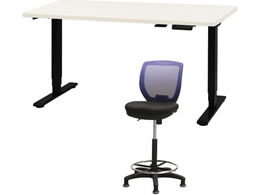 Netforce ���~�f�X�N1��+�n�C�`�F�A1�r �Z�b�g ��1400mm �Œ�r �L���X�^�[�r �f�X�N�`�F�A BK�~WH �`�F�A NV AJ1470CRHFLBWNV