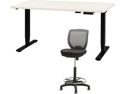 Netforce ���~�f�X�N1��+�n�C�`�F�A1�r �Z�b�g ��1400mm �Œ�r �L���X�^�[�r �f�X�N�`�F�A BK�~WH �`�F�A GY AJ1470CRHFLBWGY