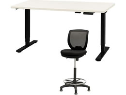 Netforce ���~�f�X�N1��+�n�C�`�F�A1�r �Z�b�g ��1400mm �Œ�r �L���X�^�[�r �f�X�N�`�F�A BK�~WH �`�F�A BK AJ1470CRHFLBWBK