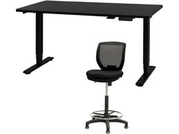 Netforce ���~�f�X�N1��+�n�C�`�F�A1�r �Z�b�g ��1400mm �Œ�r �L���X�^�[�r �f�X�N�`�F�A BK�~BK �`�F�A BK AJ1470CRHFLBBBK