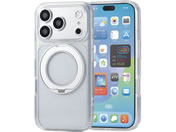 エレコム/iPhone18 Pro ハイブリッドケース 極限 MAGKEEP スタンド クリア シルバー/PM-A26CMGSTKTSV