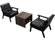 Netforce/アニータ 応接3点セット 2人用 ソファ 1人掛2台+テーブル ブラック×ダークブラウン/ANITA21A2T14SBB