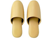 テンダイ/シボナシレザー風スリッパ イエロー M 1パック(5足組入)/66-0037-16