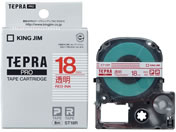 G)キングジム/テプラPRO用テープ 18mm 透明/赤文字/ST18R