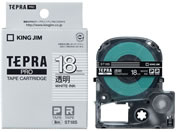 キングジム/テプラPRO用テープ 18mm 透明/白文字/ST18S