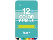 トンボ鉛筆 ippo!スライド缶入色鉛筆12色 プレーン グリーン