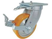ヨドノ/超重量用高硬度ウレタン自在車ストッパー・旋回ロック付 1500kg用/HDUJ150ST-TL