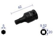 ナック/ヘキサゴンレンチソケット ショートタイプ 差込角9.52×対辺5mm/305C