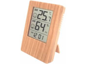 クレセル 木目調 時計付き デジタル温湿度計 CR-2700J