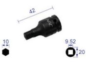 ナック/ヘキサゴンレンチソケット ショートタイプ 差込角9.52×対辺10mm/310C