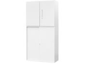 Netforce/イーセンブリー 書庫 2台セット 2段3段 シリンダー錠 ホワイト