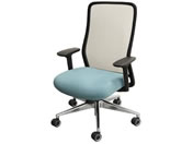 Netforce/シースルーチェア 肘付き アルミ脚ブラック/ネモフィラブルー