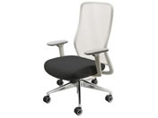 Netforce/シースルーチェア 肘付き アルミ脚ホワイト/ナイトブラック