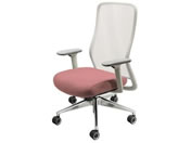 Netforce/シースルーチェア 肘付き アルミ脚ホワイト/ダリアレッド