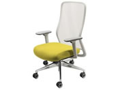 Netforce/シースルーチェア 肘付き アルミ脚ホワイト/ミモザイエロー