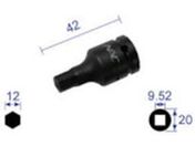 ナック/ヘキサゴンレンチソケット ショートタイプ 差込角9.52×対辺12mm/312C