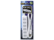 朝日電器/扉付タップ 2P6個口 2m/WBT-6020B(W)