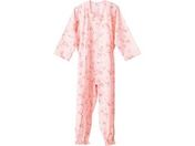 フットマーク/介護つなぎ服(前開き) ブルー/チェック柄 L