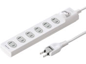 サンワサプライ/火災予防安全タップ 2P6個口1m/TAP-TSH61SWN