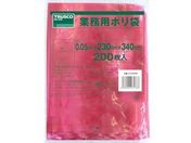 TRUSCO 小型ポリ袋 縦340×横230×t0.05 赤 200枚入