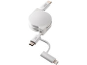 サンワサプライ/USB2.0 Type-C巻き取りケーブル/KB-IPLTCM08W