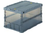 TRUSCO/薄型折畳コンテナスケルコン 50Lロックフタ付 ブラック