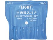 EIGHT/六角棒スパナ 標準寸法 ビニールポーチ入 10本セット 1.5〜12mm 002-5