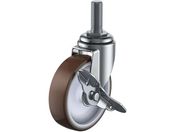 ユーエイ/ねじ込み式 自在 キャスター ウレタン 車輪径125mm ストッパー付き Eタイプ ET-S型 ネジ寸法M12×35ピッチ1.75 ET-125URS-M12-35
