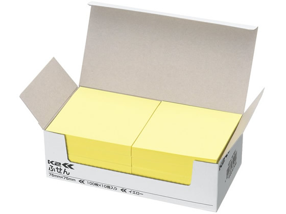 ●種類：正方形タイプ●色：イエロー●サイズ：タテ７５×ヨコ７５ｍｍ●普通粘着●枚数：１００枚×１０冊●注文単位：１箱（１０冊）