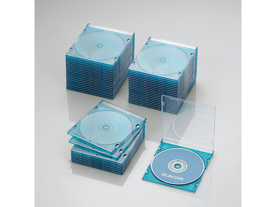 エレコム CD DVDスリムプラケース クリアブルー 50枚 CCD-JSCS50CBU