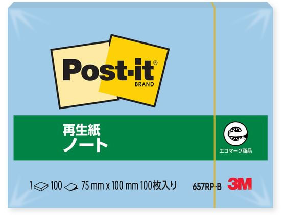 3M 〈ポスト・イット〉 再生紙ノート 75×100 ブルー