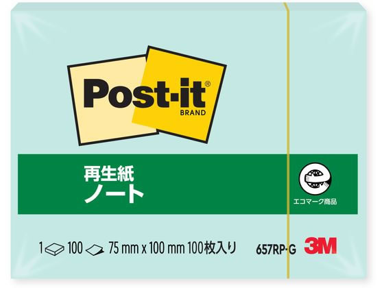 3M 〈ポスト・イット〉 再生紙ノート 75×100 グリーン