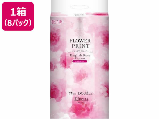 丸富製紙 花束フラワープリント ローズ 25m ダブル 12ロール×8パック