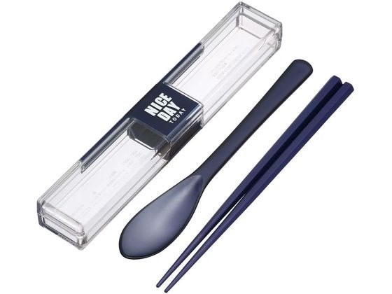 岩崎工業 とっても強いケース&スプーン箸付18cm ネイビー H-600