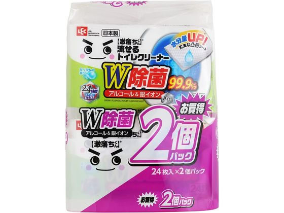 レック 激落ち 流せる除菌トイレクリーナー 24枚入2個パック レック 激落ち 流せる除菌トイレクリーナー 24枚入2個パック