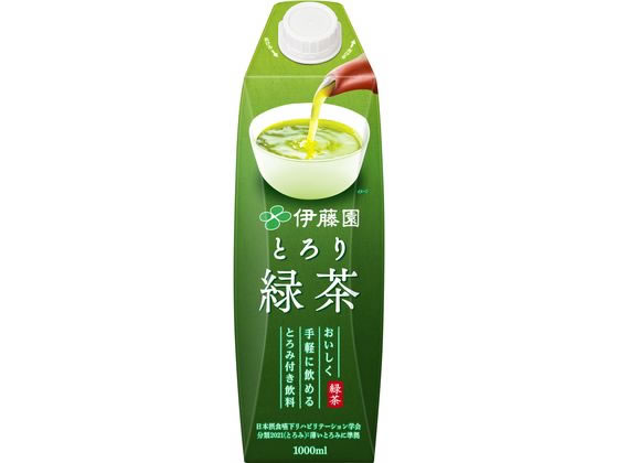 伊藤園 とろり緑茶 屋根型キャップ付き 1L 伊藤園 とろり緑茶 屋根型キャップ付き 1L