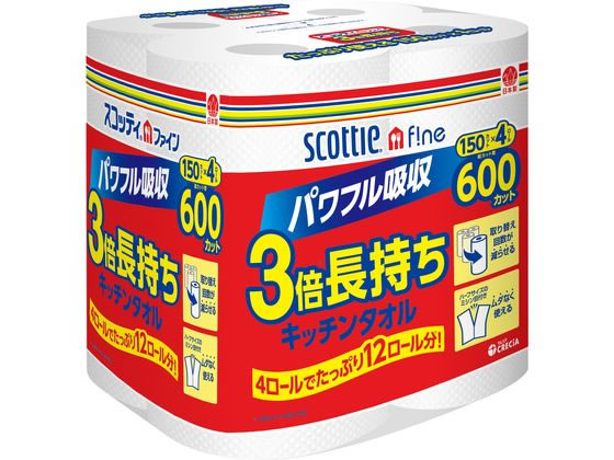 クレシア スコッティ ファイン 3倍巻キッチンタオル 4ロール