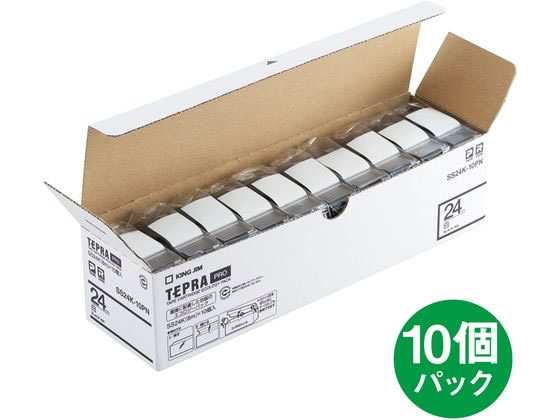 キングジム テプラPROテープ24mm白/黒文字10個 SS24K-10PN キングジム テプラPROテープ24mm白/黒文字10個 SS24K-10PN