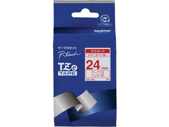 ブラザー ラベルプリンター用 ラミネートテープ24mm白 赤文字 TZe-252 ブラザー ラベルプリンター用 ラミネートテープ24mm白 赤文字 TZe-252
