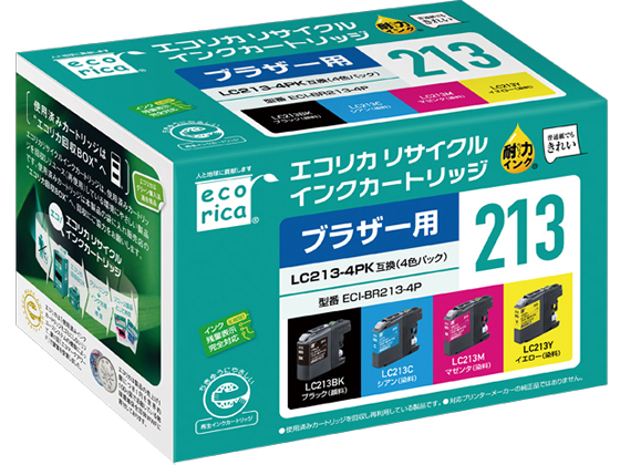 エコリカ ブラザー用リサイクルインクカートリッジLC213-4PK エコリカ ブラザー用リサイクルインクカートリッジLC213-4PK