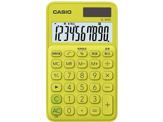 カシオ 手帳タイプ電卓10桁 ライムグリーン SL-300C-YG-N