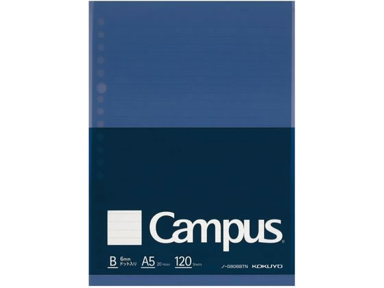 ●サイズ：Ａ５（Ｂ罫６ｍｍ３０行）●ドット入り罫線●枚数：１２０枚●紙質：上質紙●穴数：２０穴●紙厚：７０ｇ／m2●丸穴●寸法：タテ２１０×ヨコ１４８ｍｍ●注文単位：１冊