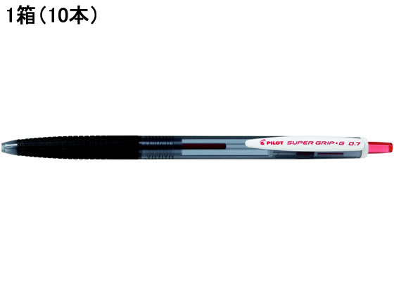パイロット スーパーグリップGノック式 0.7mm 細字 赤 10本