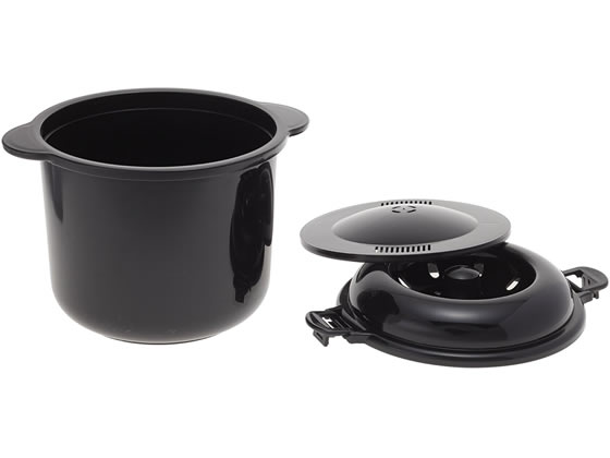 LE CREUSET&電子レンジ専用炊飯器 楽炊御膳 レンジ専用炊飯陶器 炊飯マグ 黒-ビースタイル本店