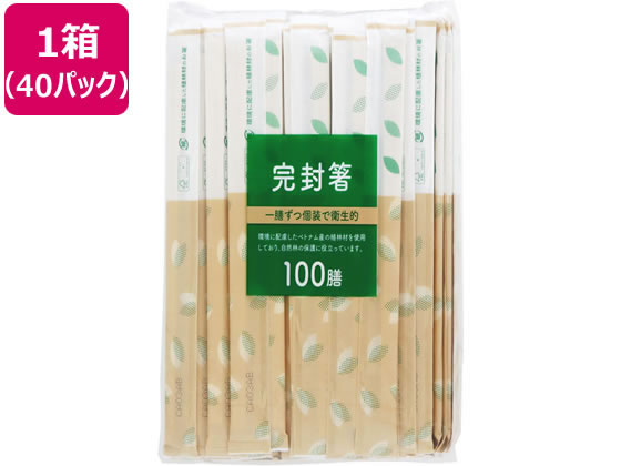 大和物産 植林材紙完封元禄箸 楊枝無 100膳×40P(特)