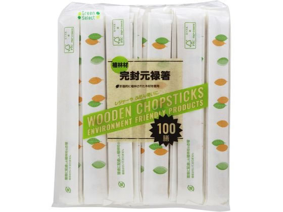 大和物産 紙完封植林材元禄箸 楊枝無100膳 20034